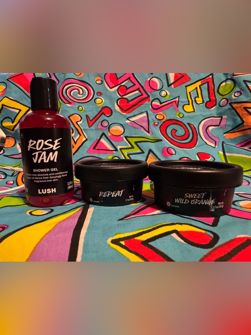 Lush ManiPedi+ bundle with Repeat, Wild Orange, and Rose Jam